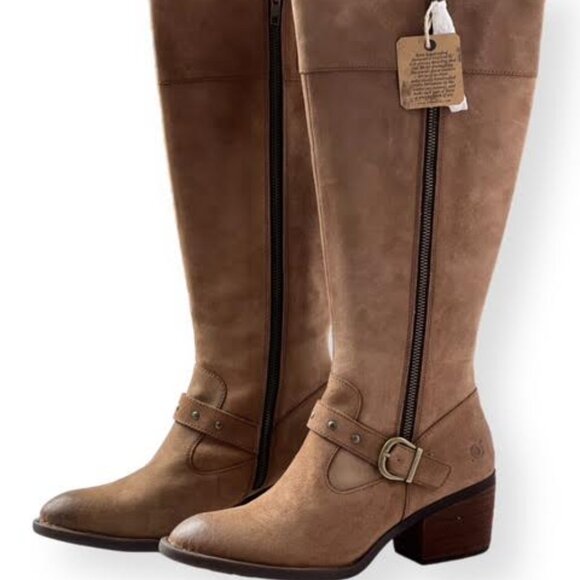 Born Saddler Boot in Taupe Distressed Suede - Picture 1 of 4